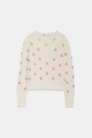 FLORAL POMPOM SWEATER TRF at Zara